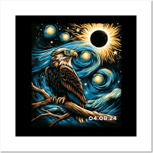 Eagle Eclipse Majesty: Striking Tee for Nature and Bird Lovers Posters and Art